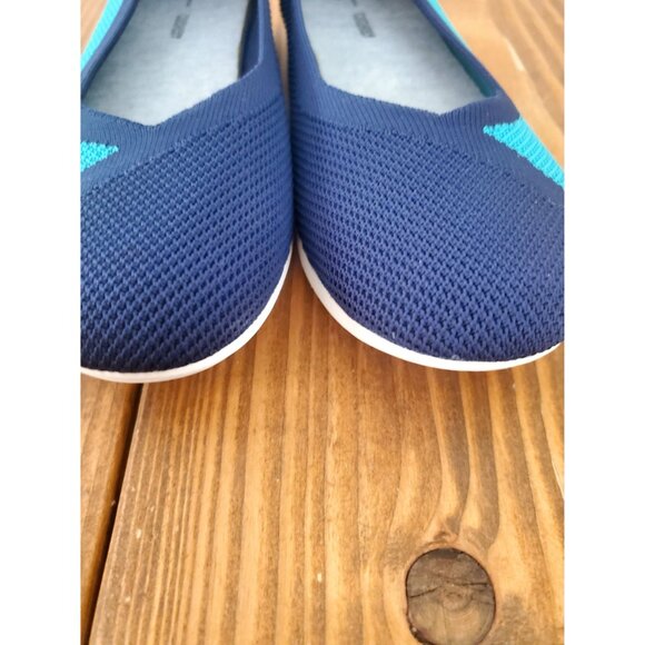 Clarks Womens Navy Teal Knit Flats Size 8 Cloudsteppers Shoes - Picture 5 of 9
